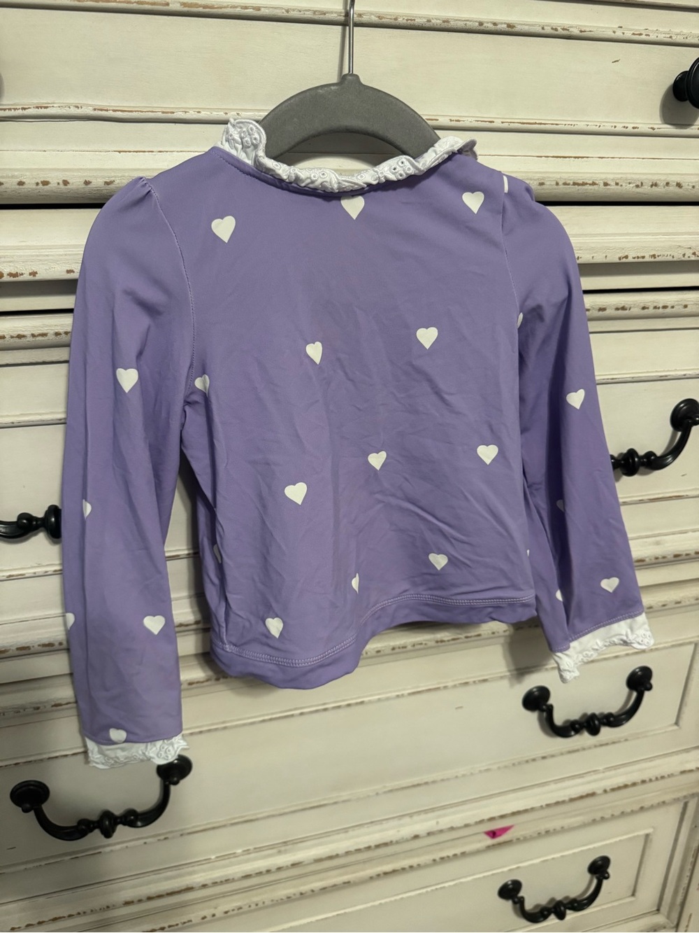TBBC Long-Sleeve Swim Top with Lace Trim
